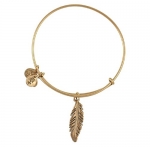Alex and Ani Feather Charm Bangle Rafaelian Gold Finish Bracelet, A10EB143RG