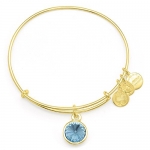 Alex and Ani March Birthstone Charm Bangle Yellow Gold Finish Bracelet, A09EB242G