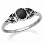 Black Onyx Inlay 925 Sterling Silver Celtic Knot Ring Size 7