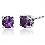 Scroll Design 2.50 Carats Created Color Change Sapphire Round Cut Stud Earrings Sterling Silver