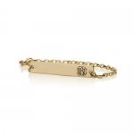 Personalized Bar Name Bracelet Monogram Bracelet, Initial Bracelet Gold Plated Bar Bracelet (6.5 Inches)