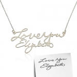 Signature Necklace- Handwriting Necklace, Silver Name Necklace, Word Necklace, Nameplate Necklace (14 Inches)