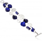 Kenneth Cole New York Shell Item Mixed Blue Bead Circle 2 Row Toggle Bracelet, 8