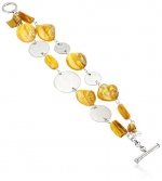 Kenneth Cole New York Shell Item Mixed Yellow Bead Circle 2 Row Toggle Bracelet, 8