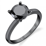 2 Carat Round Black Cubic Zirconia CZ Black Sterling Silver 925 Wedding Engagement Ring SZ 5