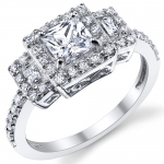 .75 Carat Princess Cut Micro Pave Sterling Silver wedding , Engagement Ring with Cubic Zirconia 8
