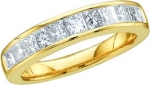 Ladies 14k Yellow Gold .5 Ct Princess Cut Diamond Wedding Engagement Band Ring