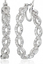 CZ by Kenneth Jay Lane Timeless Basics Pave Cubic Zirconia Infinity Hoop Earrings, 1.2