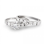 GemGem Jewelry Rhodium Plated 0.25 Carat Round Cut CZ Engagement Ring and Wedding Band Set (9)