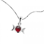 925 Oxidized Sterling Silver Crescent Moon Red Garnet Gemstone 18 Pendant Necklace
