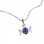 925 Oxidized Sterling Silver Crescent Moon Purple Amethyst Gemstone 18 Pendant Necklace