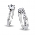 GemGem Jewelry Rhodium Plated 1ct CZ Round Cut Swirl Wedding Ring Set (7)