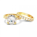 GemGem Jewelry Gold Plated Round Cut 5 ct CZ Wedding Bridal Engagement Ring Set (9)