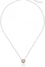 CZ by Kenneth Jay Lane Classic Round Cubic Zirconia 2-Tone Bezel Classic Pendant Necklace