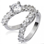 Macro Pave Simulated Diamond Engagement Wedding rings set #SP10 (Size Women 5)