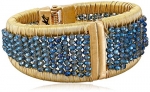 Kenneth Cole New York Woven Blue Faceted Bead Hinged Bangle Bracelet