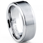 8MM Men's High Polish, Matte Finish Titanium Ring Wedding Band Size 7