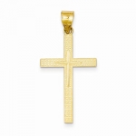 14K Yellow Gold Diamond Cut Latin Cross Pendant