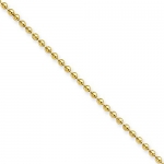 2.0mm Gold Plated High Polish Stainless Steel Round Ball Chain Necklace w/ Lobster Clasp - 18 inches