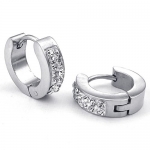 KONOV Jewelry Mens Womens Cubic Zirconia Stainless Steel Stud Huggie Hoop Earrings Set, Silver