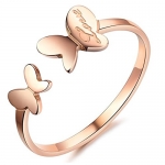 KONOV Jewelry Womens Stainless Steel Ring, Love Butterfly, Rose Gold, Size 6