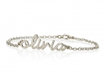 Name Bracelet , 925 Sterling Silver Initial Bracelet, Name Pendant (6.5 Inches)