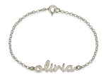 Name Bracelet , 925 Sterling Silver Initial Bracelet, Name Pendant (5.5 Inches)