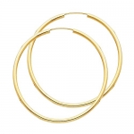 14k Yellow Gold 2mm Thickness Endless Hoop Earrings (45 x 45 mm)