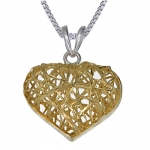 Yellow Gold Plated Sterling Silver Heart Pendant With 18 Inch Chain (3/4 Inch)
