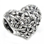 Sterling Silver Filigree Tree of Love with Flower Heart Bead for European Charm Bracelets
