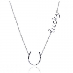 Sterling Silver Rhodium Plated Lucky Horseshoe Necklace