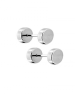Illusion Tunnel Screw Plug Silver-tone Stainless Steel Unisex Men Earrings 5mm