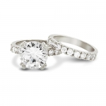 Rhodium Plated Round Cut 5 ct CZ Wedding Bridal Engagement Ring Set (7)