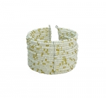 Bohemian Multi Layered Beaded Cuff Bracelet (White)