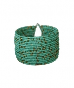 Bohemian Multi Layered Beaded Cuff Bracelet (Blue)