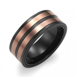 Stunning Two Tone Stainless Steel Ring 8mm Mens Band (Black Rose Gold) - Free Shipping (9)