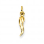 14K Yellow Gold Small Classic Cornicello Italian Horn Charm Pendant 20mm Tall and 4mm Wide