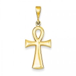 14K Yellow Gold High Polished Eternal Life Ankh Cross Charm Pendant