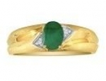 SuperJeweler H080896EM 10KY z9.5 Dual Texture 10K Yellow Gold .86Ct Oval Emerald And Diamond Mens Ring Size - 9.5