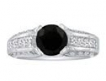 SuperJeweler RLB2301 18W H-I I1-BD z7.5 Hansa 4.25Ct Black Diamond Round Engagement Ring In 18K White Gold, H - I, Si2 - I1 Size - 7.5