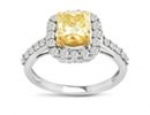 SuperJeweler H121302 z5.5 1.5Ct Cushion Cut Canary Yellow Diamond Halo Engagement Ring Crafted In Solid 14 Karat White Gold Size - 5.5