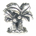 Queenberry Sterling Silver Palm Tree Beach European Style Bead Charm