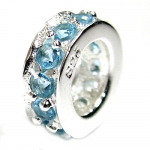 Queenberry Sterling Silver Blue Crystal March Birthstone European Style Bead Charm