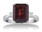 SuperJeweler RLG1669 GAR z5 1Ct Emerald Cut Garnet And Diamond Ring Crafted In Solid 14K White Gold Size - 5