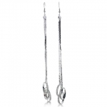 SuperJeweler A00617 Silver Tone Circle Dangle Earrings With Crystal Accents, 5.5 Inches Long