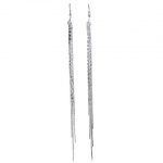 SuperJeweler A00614 Silver Tone Fringe Dangle Earrings With Crystal Accents, 6 Inches Long