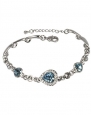 Dahlia Women's Bracelet - Heart Shaped Swarovski Elements Crystal - Blue