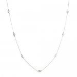 Queenberry Sterling Silver Round Clear Cubic Zirconia Link Chain Necklace, 14.5 with 2 Extender