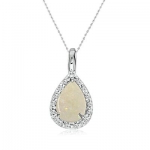 14K White Gold Opal Pear Shape Pendant (1/3ct. 18 chain)
