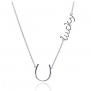 Sterling Silver Rhodium Plated Lucky Horseshoe Necklace